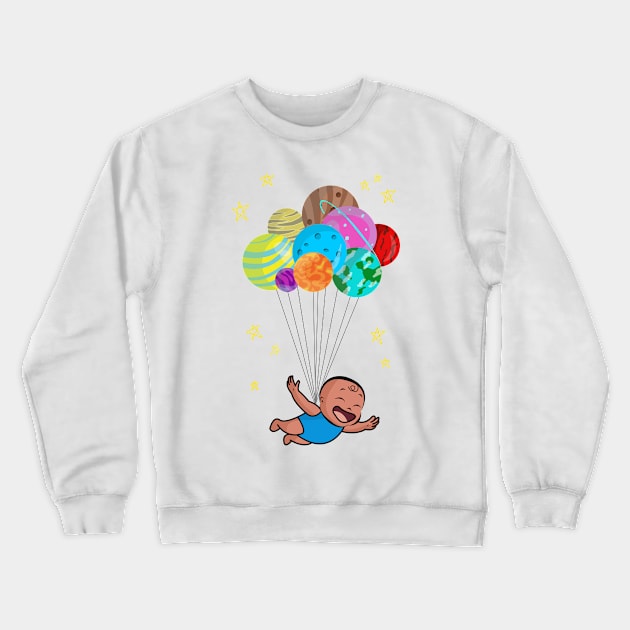 Aerospace Smiling Baby Boy Future Astronaut And Planets Crewneck Sweatshirt by 4U2NV-LDN